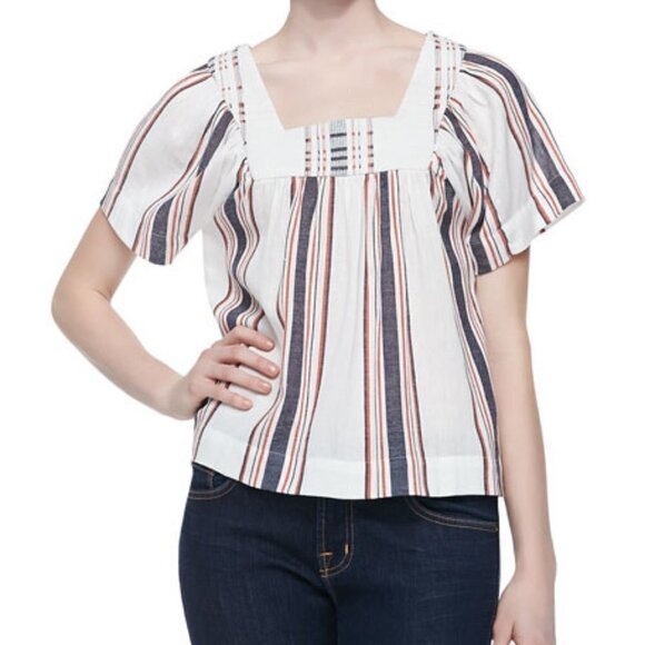 Soft Joie Eiley Striped Voile Peasant Top - Picture 1 of 8